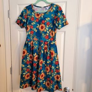 Sunflower Lularoe Amelia midi dress with pockets